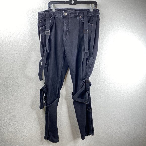 Serenade Other - Serenede Jeans Mens 38 x30 Black Denim Black Straps Stretch Goth Punk Rave